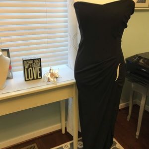 Hugo Buscati black strapless formal dress